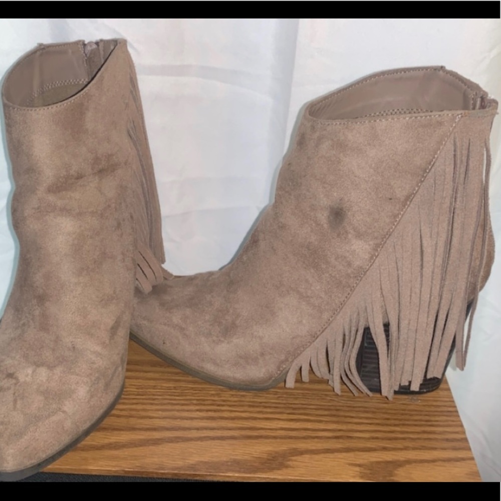 Candies suede fringe booties.